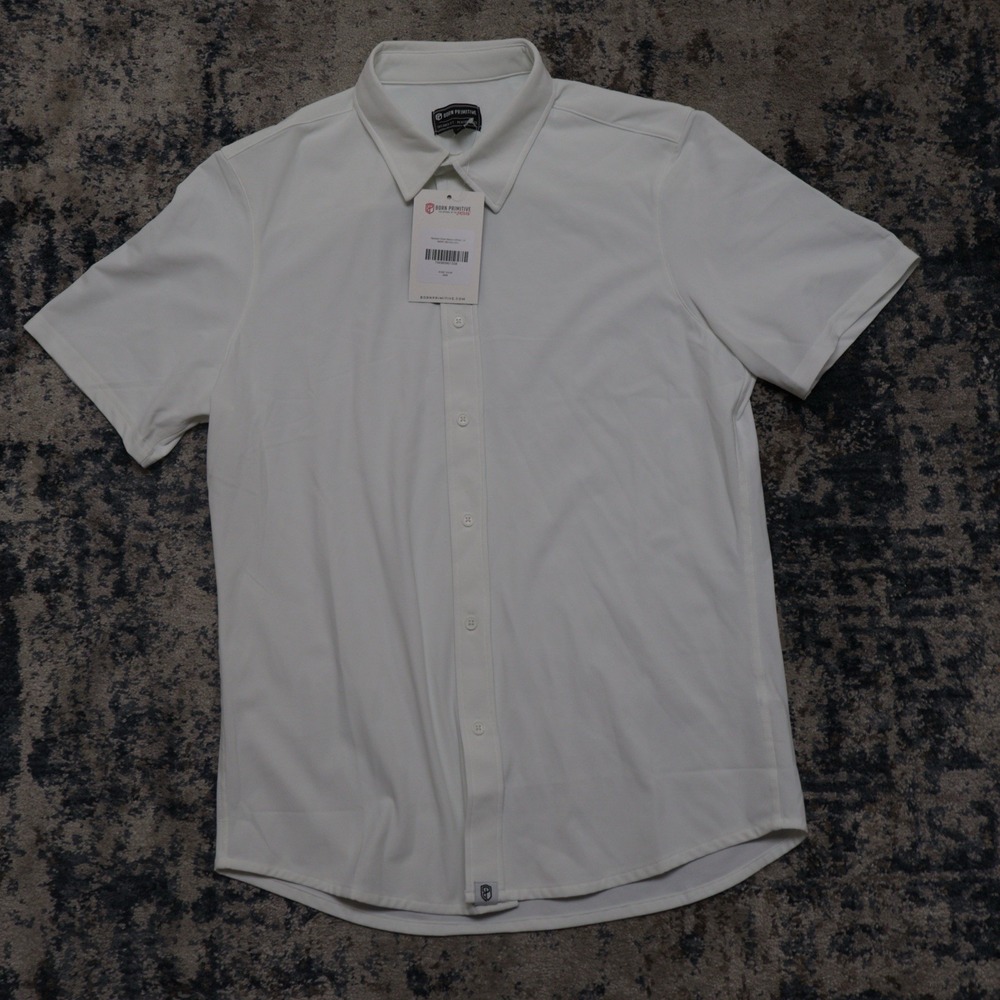 NWT Born Primitive Network Shirt Men M White Short Sleeve Tailored Fit Brand New